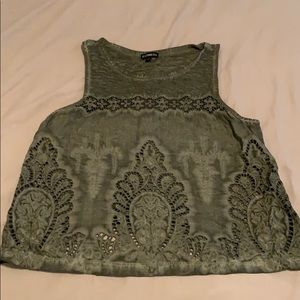 Green lace tank top